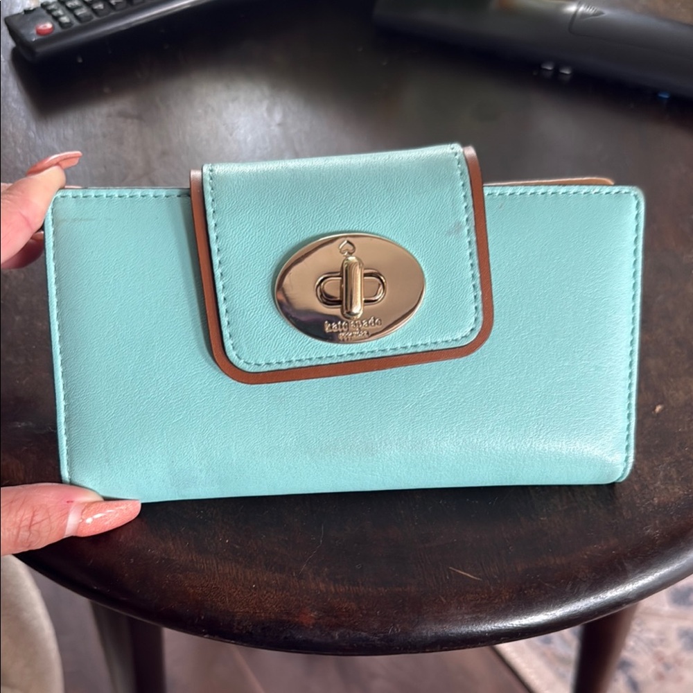 Kate Spade Blue and Brown Wallet with Sophisticated Design